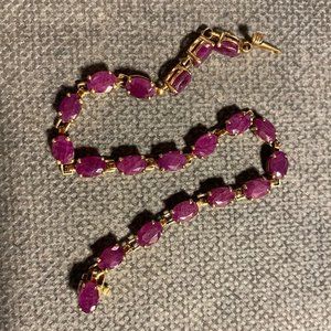 5 TCW Genuine Ruby Tennis Bracelet 10K yellow gold
